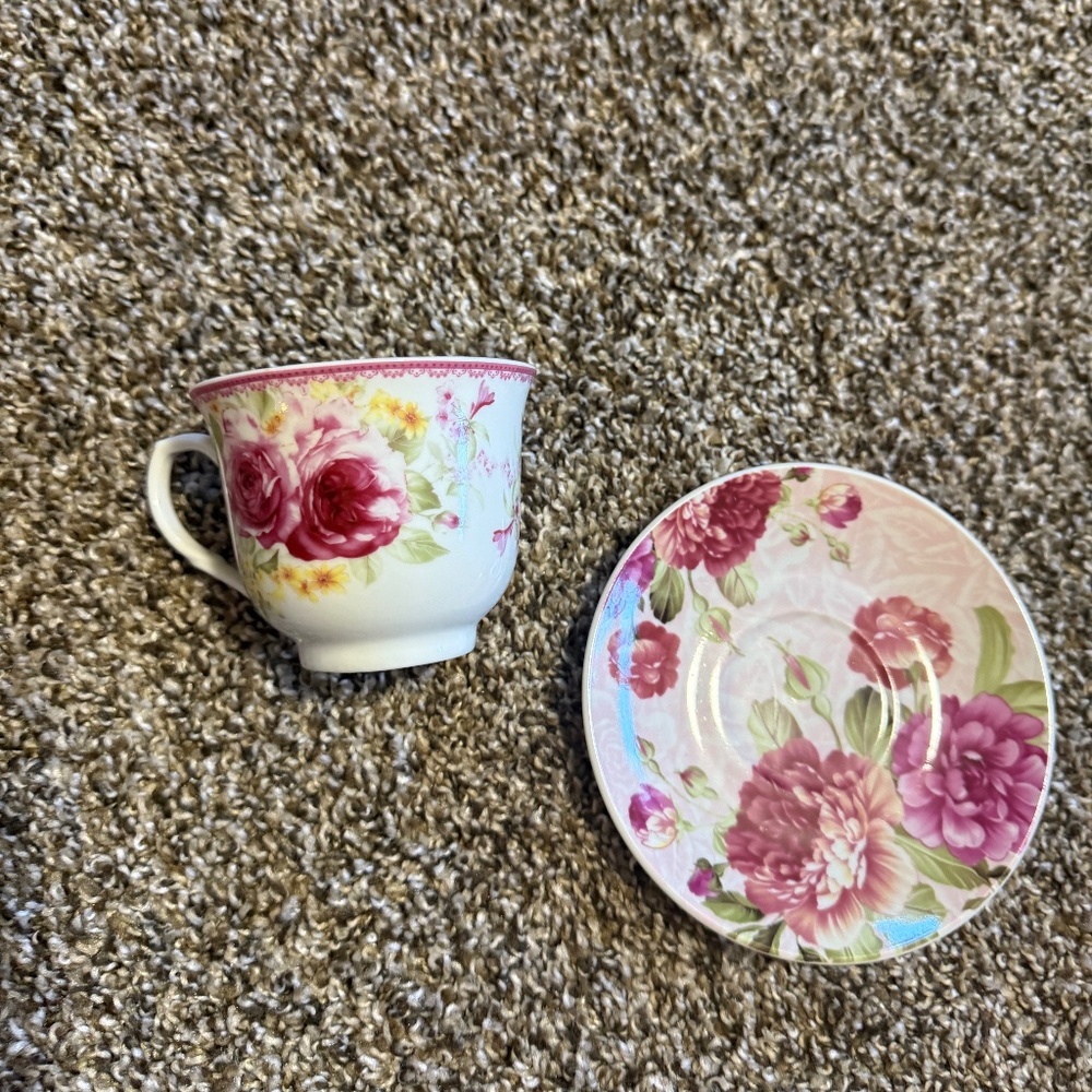beautiful pink rose design tea cup‎